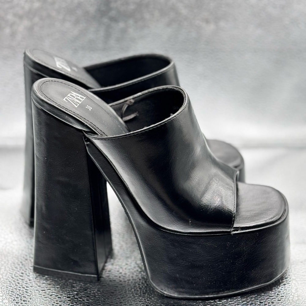 Zara Black Platform Heels for Women